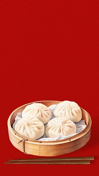 Chinese xiaolongbao mobile phone, food digital art design