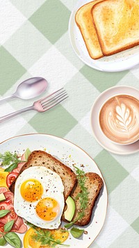 Breakfast mobile phone, food digital art design