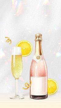 Party prosecco mobile phone, food digital art design