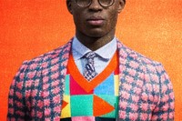 Man in colorful fashion, vintage vibes grain design