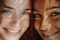 Diverse women portrait, natural light shadow