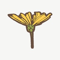 Yellow flower, vintage botanical illustration psd. Remixed by rawpixel.