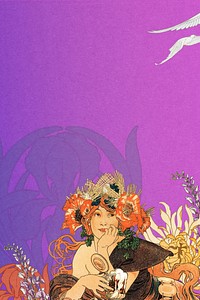 Alphonse Mucha's woman background, vintage art nouveau illustration. Remixed by rawpixel.