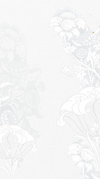 Art nouveau flower iPhone wallpaper, white  vintage ornament illustration. Remixed by rawpixel.