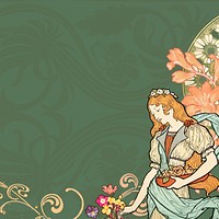 Eugène Grasset's woman background, vintage art nouveau illustration. Remixed by rawpixel.