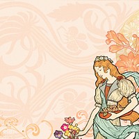 Eugène Grasset's woman background, vintage art nouveau illustration. Remixed by rawpixel.