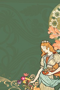 Eugène Grasset's woman background, vintage art nouveau illustration. Remixed by rawpixel.