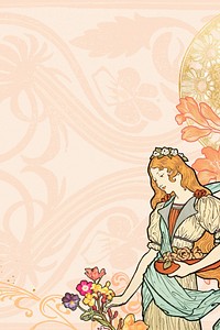 Eugène Grasset's woman background, vintage art nouveau illustration. Remixed by rawpixel.