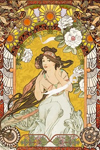 Alphonse Mucha's Music, art nouveau woman illustration. Remixed by rawpixel.