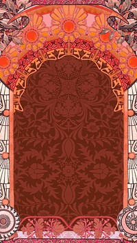 Floral art nouveau frame iPhone wallpaper, vintage botanical illustration. Remixed by rawpixel.