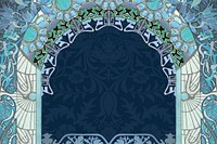 Floral art nouveau frame background, blue vintage botanical illustration. Remixed by rawpixel.