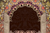 Floral art nouveau frame background, brown vintage botanical illustration. Remixed by rawpixel.