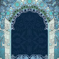 Floral art nouveau frame background, blue vintage botanical illustration. Remixed by rawpixel.