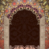 Floral art nouveau frame background, brown vintage botanical illustration. Remixed by rawpixel.