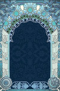 Floral art nouveau frame background, blue vintage botanical illustration. Remixed by rawpixel.