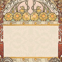 Yellow ornate flower frame background, art nouveau illustration. Remixed by rawpixel.