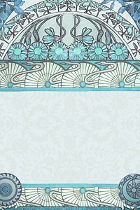 Blue ornate flower frame background, art nouveau illustration. Remixed by rawpixel.