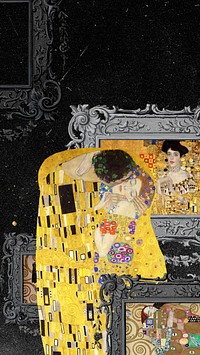 The Kiss iPhone wallpaper, Gustav Klimt's famous artwork. Remixed by rawpixel.