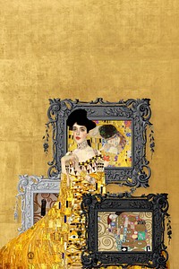 Adele Bloch-Bauer portrait background, Gustav Klimt's famous artwork. Remixed by rawpixel.