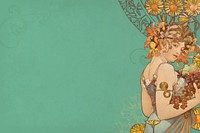 Alphonse Mucha's Fruits background, vintage art nouveau illustration. Remixed by rawpixel.