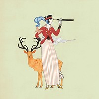 Adventurous woman, George Barbier's famous artwork. Remixed by rawpixel.