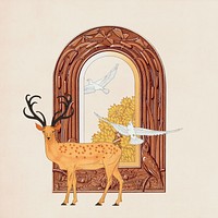 Stag deer, vintage animal illustration. Remixed by rawpixel.