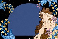 Alphonse Mucha's woman frame background, vintage art nouveau illustration. Remixed by rawpixel.