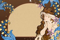 Alphonse Mucha's woman frame background, vintage art nouveau illustration. Remixed by rawpixel.