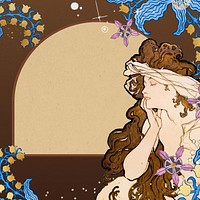 Alphonse Mucha's woman frame background, vintage art nouveau illustration. Remixed by rawpixel.