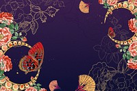 Vintage floral butterfly background, dark blue design. Remixed by rawpixel.