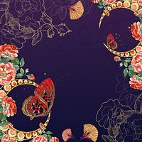 Vintage floral butterfly background, dark blue design. Remixed by rawpixel.