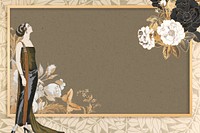 1920s woman fashion frame background, George Barbier's famous illustration. Remixed by rawpixel.