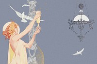 Woman and bird background, vintage illustration by Absinthe Robette. Remixed by rawpixel.