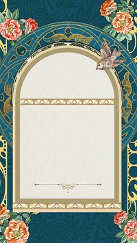 Art nouveau frame iPhone wallpaper, vintage flower ornament. Remixed by rawpixel.