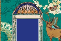 Floral deer frame background, vintage art nouveau illustration. Remixed by rawpixel.