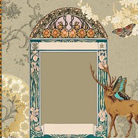 Art nouveau frame background, vintage animal ornament. Remixed by rawpixel.