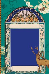 Art nouveau frame background, vintage animal ornament. Remixed by rawpixel.