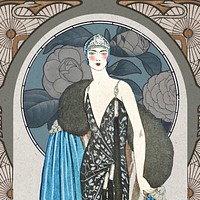 19th century woman, George Barbier's fashion illustration. Remixed by rawpixel.