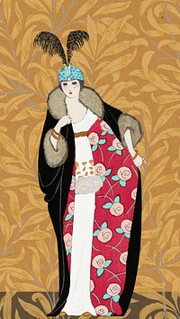 19th century woman iPhone wallpaper, George Barbier's fashion illustration. Remixed by rawpixel.