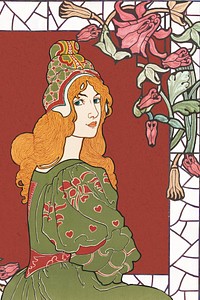 Louis Rhead's Jane portrait, vintage art nouveau illustration. Remixed by rawpixel.