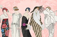 George Barbier's women, vintage fashion illustration. Remixed by rawpixel.