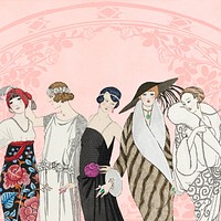 George Barbier's women, vintage fashion illustration. Remixed by rawpixel.