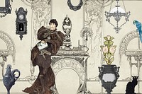 Alphonse Mucha's Lorenzaccio, art nouveau illustration. Remixed by rawpixel.