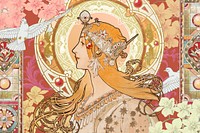 Alphonse Mucha's woman, art nouveau vintage illustration. Remixed by rawpixel.