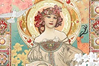 Alphonse Mucha's woman, art nouveau vintage illustration. Remixed by rawpixel.