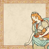 Eug&egrave;ne Grasset's woman frame background, vintage art nouveau illustration. Remixed by rawpixel.