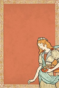 Eug&egrave;ne Grasset's woman frame background, vintage art nouveau illustration. Remixed by rawpixel.