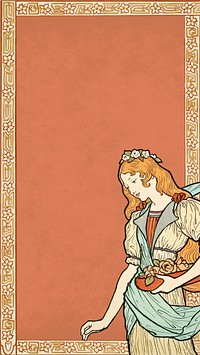 Eugène Grasset's woman frame iPhone wallpaper, vintage art nouveau illustration. Remixed by rawpixel.