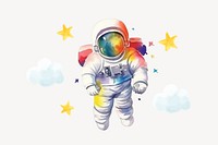 Colorful astronaut, watercolor illustration remix