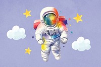 Astronaut floating in space, watercolor illustration remix